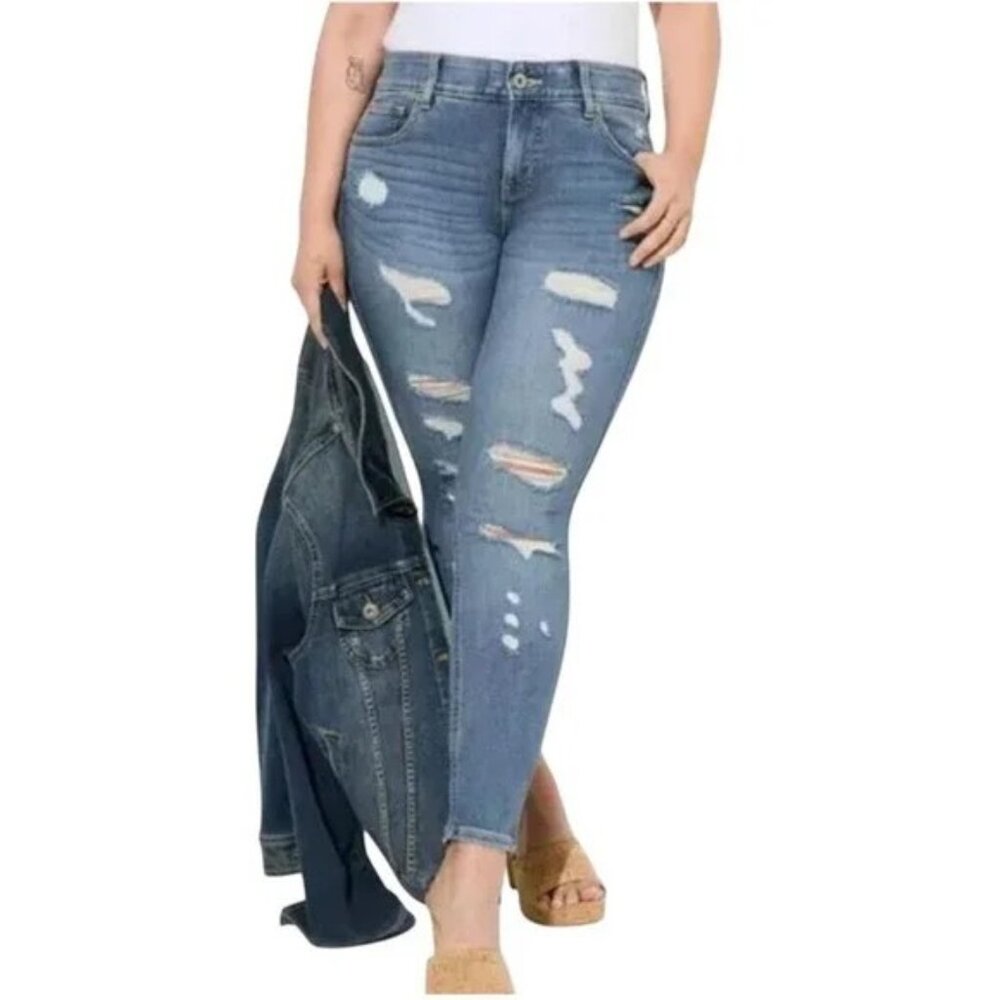 Torrid Bombshell‎ Skinny Plus Size 26 Tall Distressed Ripped Stretch Denim Jeans